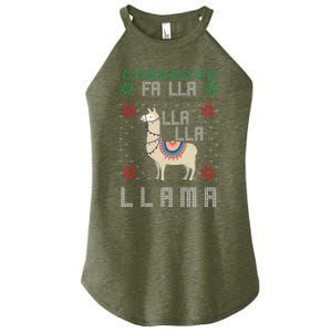 Ugly Christmas Sweater Llama Funny Holiday Funny Gift Women's Perfect Tri Rocker Tank