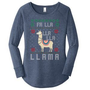 Ugly Christmas Sweater Llama Funny Holiday Funny Gift Women's Perfect Tri Tunic Long Sleeve Shirt