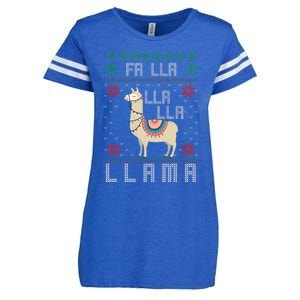 Ugly Christmas Sweater Llama Funny Holiday Funny Gift Enza Ladies Jersey Football T-Shirt