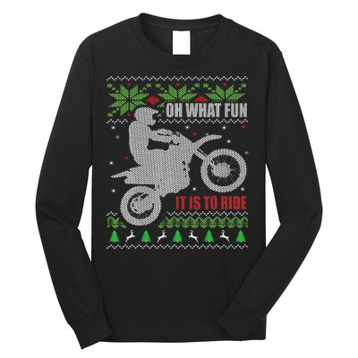 Ugly Christmas Sweater Dirt Bike Motorcycle Motocross Biker Long Sleeve Shirt