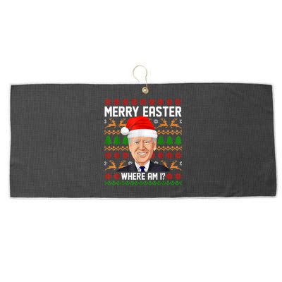 Ugly Christmas Sweater Happy Easter Joe Biden Funny Xmas Large Microfiber Waffle Golf Towel