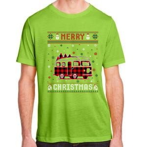 Ugly Christmas Sweater Camper Buffalo Plaid Red Xmas Gift Adult ChromaSoft Performance T-Shirt