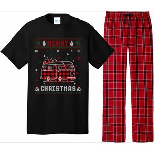 Ugly Christmas Sweater Camper Buffalo Plaid Red Xmas Gift Pajama Set