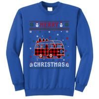 Ugly Christmas Sweater Camper Buffalo Plaid Red Xmas Gift Sweatshirt