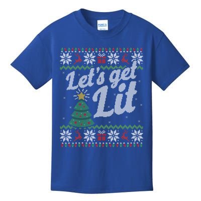 Ugly Christmas Sweater Lets Get Lit Funny Tree Gift Kids T-Shirt