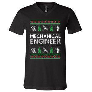 Ugly Christmas Sweaters Matching Mechanical Engineer Holiday V-Neck T-Shirt