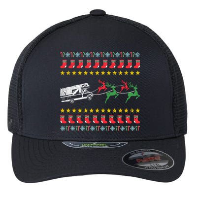 Ugly Christmas Sweater For Camping Trailer Camper Meaningful Gift Flexfit Unipanel Trucker Cap