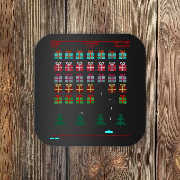 Ugly Christmas Style Retro Video Game Coaster