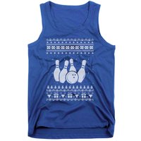 Ugly Christmas Sweater Style Bowling Lover Xmas Holiday Gift Tank Top