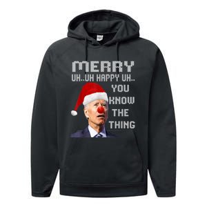 Ugly Christmas Sweater Funny Anti Biden Christmas Sweater Performance Fleece Hoodie