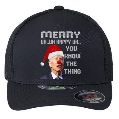 Ugly Christmas Sweater Funny Anti Biden Christmas Sweater Flexfit Unipanel Trucker Cap