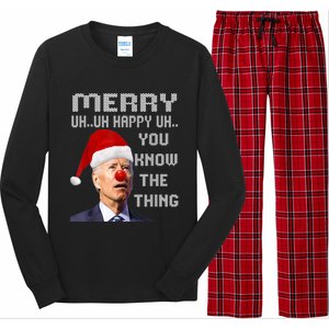 Ugly Christmas Sweater Funny Anti Biden Christmas Sweater Long Sleeve Pajama Set