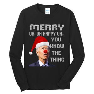 Ugly Christmas Sweater Funny Anti Biden Christmas Sweater Tall Long Sleeve T-Shirt