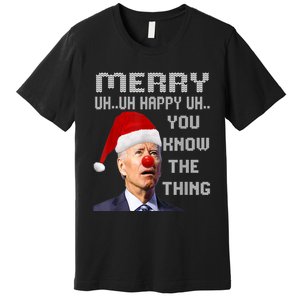 Ugly Christmas Sweater Funny Anti Biden Christmas Sweater Premium T-Shirt