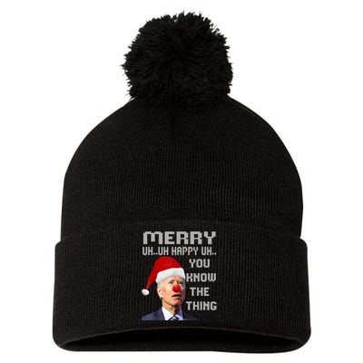 Ugly Christmas Sweater Funny Anti Biden Christmas Sweater Pom Pom 12in Knit Beanie