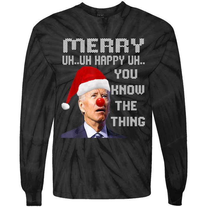 Ugly Christmas Sweater Funny Anti Biden Christmas Sweater Tie-Dye Long Sleeve Shirt