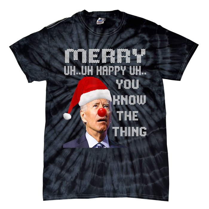 Ugly Christmas Sweater Funny Anti Biden Christmas Sweater Tie-Dye T-Shirt