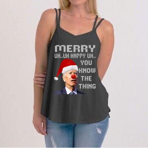 Ugly Christmas Sweater Funny Anti Biden Christmas Sweater Women's Strappy Tank