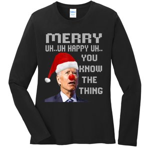 Ugly Christmas Sweater Funny Anti Biden Christmas Sweater Ladies Long Sleeve Shirt