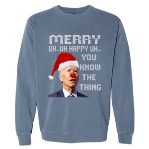 Ugly Christmas Sweater Funny Anti Biden Christmas Sweater Garment-Dyed Sweatshirt