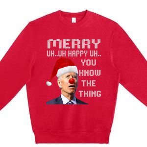 Ugly Christmas Sweater Funny Anti Biden Christmas Sweater Premium Crewneck Sweatshirt