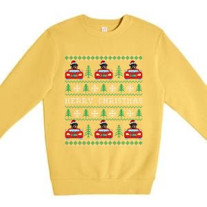 Ugly Christmas Sweater Rottweiler Xmas With Santa Hat Premium Crewneck Sweatshirt