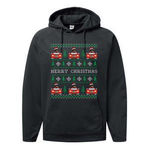 Ugly Christmas Sweater Rottweiler Xmas With Santa Hat Performance Fleece Hoodie