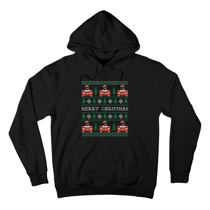 Ugly Christmas Sweater Rottweiler Xmas With Santa Hat Hoodie