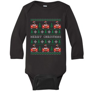 Ugly Christmas Sweater Rottweiler Xmas With Santa Hat Baby Long Sleeve Bodysuit