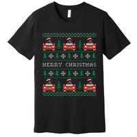 Ugly Christmas Sweater Rottweiler Xmas With Santa Hat Premium T-Shirt