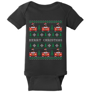 Ugly Christmas Sweater Rottweiler Xmas With Santa Hat Baby Bodysuit