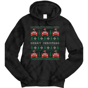 Ugly Christmas Sweater Rottweiler Xmas With Santa Hat Tie Dye Hoodie