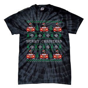 Ugly Christmas Sweater Rottweiler Xmas With Santa Hat Tie-Dye T-Shirt