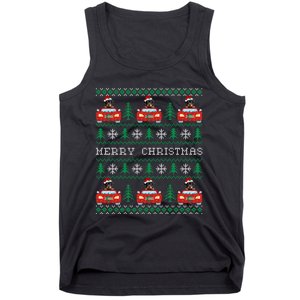 Ugly Christmas Sweater Rottweiler Xmas With Santa Hat Tank Top