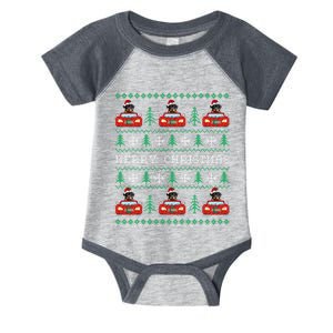 Ugly Christmas Sweater Rottweiler Xmas With Santa Hat Infant Baby Jersey Bodysuit