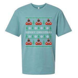 Ugly Christmas Sweater Rottweiler Xmas With Santa Hat Sueded Cloud Jersey T-Shirt