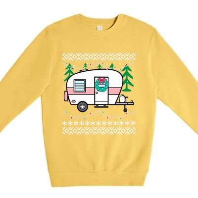 Ugly Christmas Sweater Style Vintage Camper Cool Gift Premium Crewneck Sweatshirt