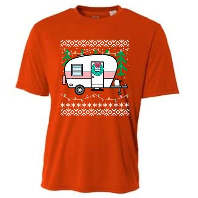 Ugly Christmas Sweater Style Vintage Camper Cool Gift Cooling Performance Crew T-Shirt