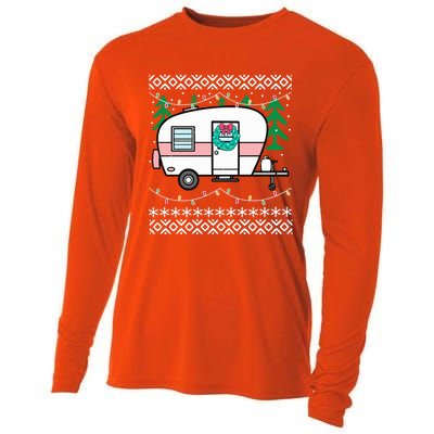 Ugly Christmas Sweater Style Vintage Camper Cool Gift Cooling Performance Long Sleeve Crew