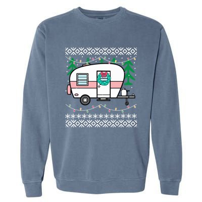 Ugly Christmas Sweater Style Vintage Camper Cool Gift Garment-Dyed Sweatshirt