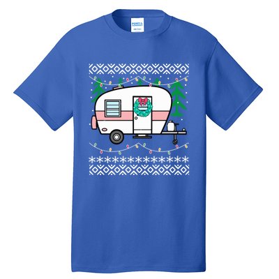 Ugly Christmas Sweater Style Vintage Camper Cool Gift Tall T-Shirt