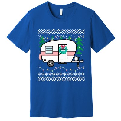 Ugly Christmas Sweater Style Vintage Camper Cool Gift Premium T-Shirt