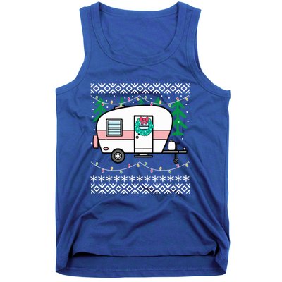 Ugly Christmas Sweater Style Vintage Camper Cool Gift Tank Top