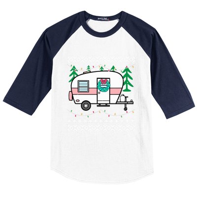 Ugly Christmas Sweater Style Vintage Camper Cool Gift Baseball Sleeve Shirt