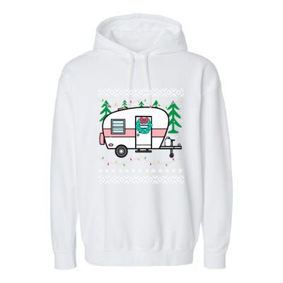 Ugly Christmas Sweater Style Vintage Camper Cool Gift Garment-Dyed Fleece Hoodie