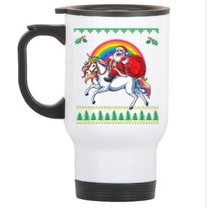 Ugly Christmas Santa Riding Unicorn Gift Stainless Steel Travel Mug