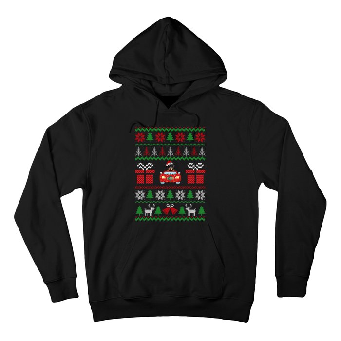 Ugly Christmas Sweater Rottweiler Xmas With Santa Hat Dog Hoodie