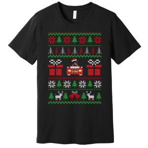 Ugly Christmas Sweater Rottweiler Xmas With Santa Hat Dog Premium T-Shirt