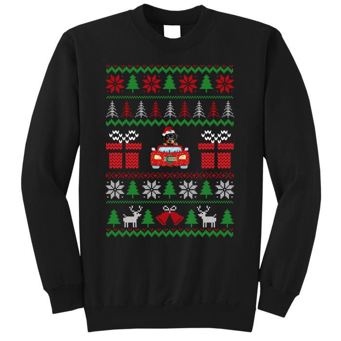 Ugly Christmas Sweater Rottweiler Xmas With Santa Hat Dog Tall Sweatshirt