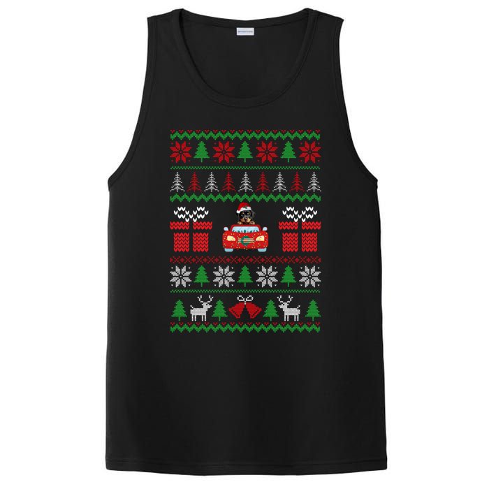 Ugly Christmas Sweater Rottweiler Xmas With Santa Hat Dog PosiCharge Competitor Tank